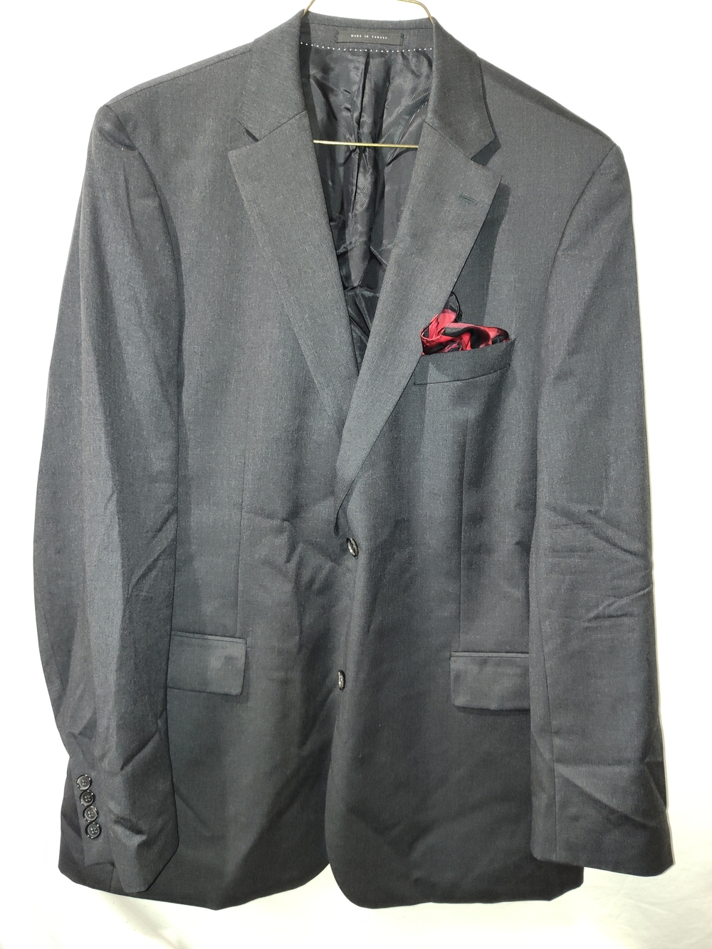 Hugo Boss Charcoal Blazer with Red Pocket Square